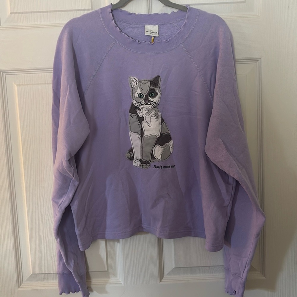 Teddy Fresh Purple Cat Sweatshirt NWT